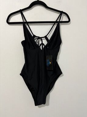 NWT REE BEES Black One Piece Swimsuit Strappy - Size Small